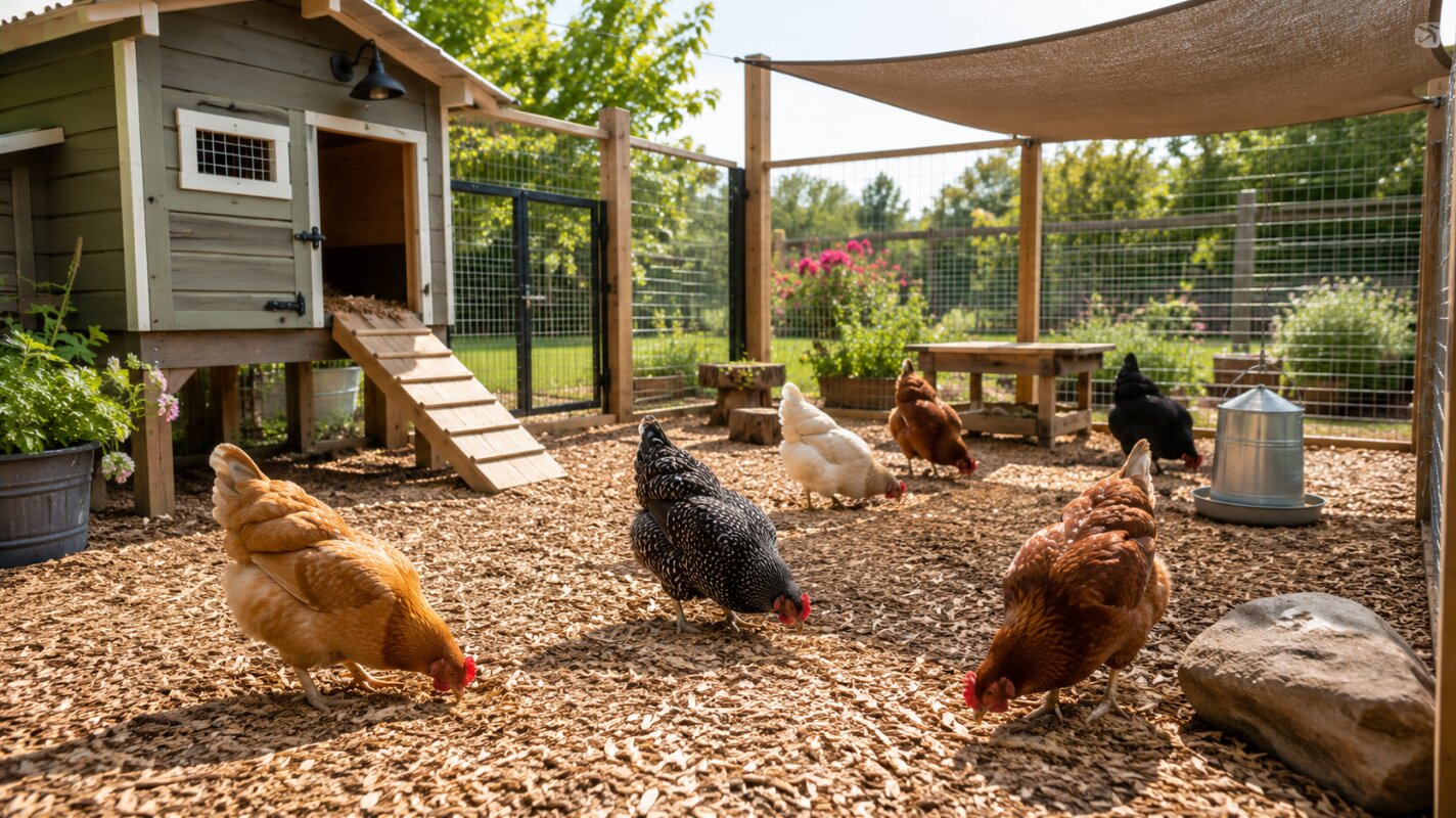 Chicken run in the backyard