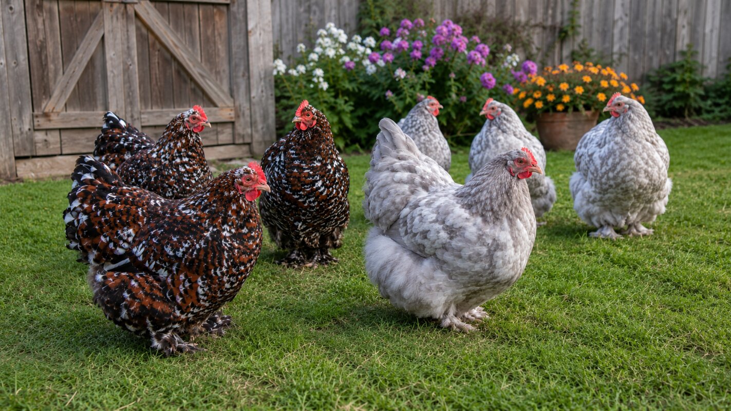Jubilee and Lavender Mottled Orpington English Elegance